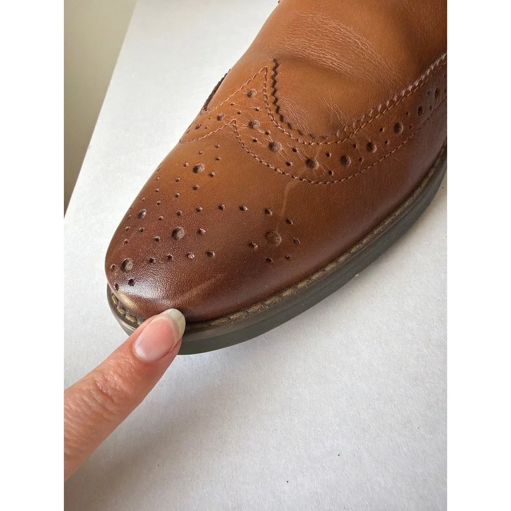 Florsheim Mens 11839 Cognac Tan Leather Wingtip Oxford Dress Shoes 10.5 D